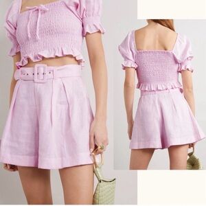 Faithfull the Brand Anthropologie Pink Rose Belted Women's Shorts (S) NWT